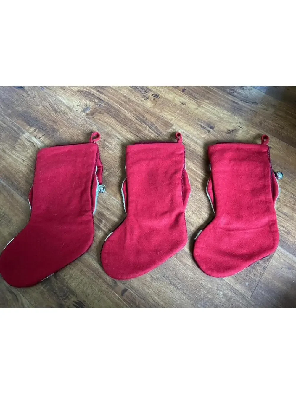 Set of 3 Santa Claus Christmas Stockings with Bells